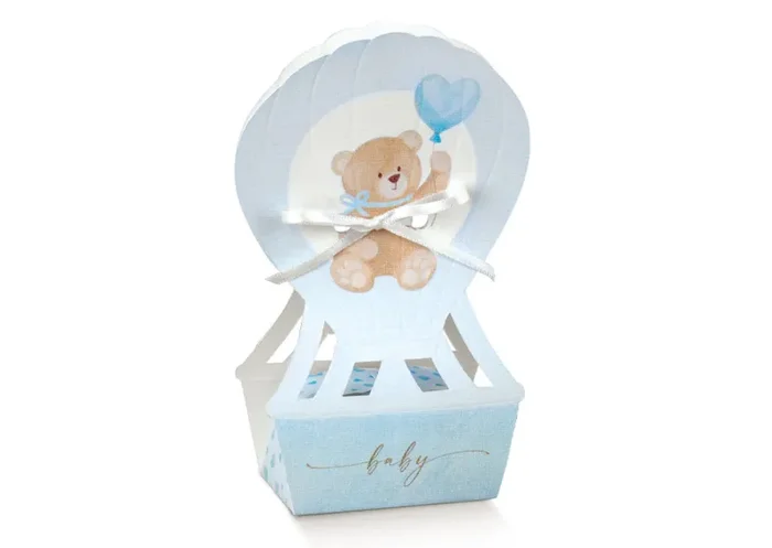 Scotton Scatola Mongolfiera 60 x 40 x 145 Mm Little Bear Azzurro 10 Pz