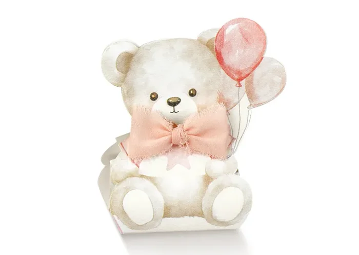Scotton Scatola Portaconfetti 60 x 45 x 110 Mm Baby Orsetto Rosa Palloncini 10 Pz Moda