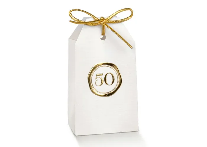 Scotton Scatola Tag 50 ° Anniversario 55 x 35 x 100 Mm Bianco 10 Pz