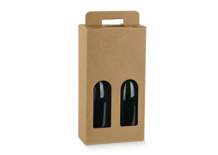 Scotton Scatola Valigia 2 Bottiglie con Finestra 180 x 90 x 340 Mm Avana 10 Pz
