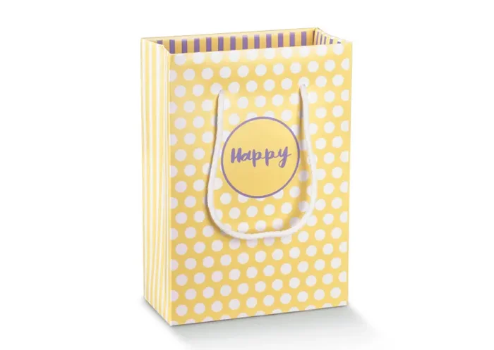 Scotton ShopperBox con Cordino 130 x 70 x 180 Mm Happy Giallo Lilla 10 Pz Saldi