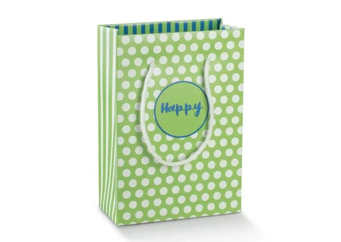 Scotton ShopperBox con Cordino 130 x 70 x 180 Mm Happy Verde Blu 10 Pz