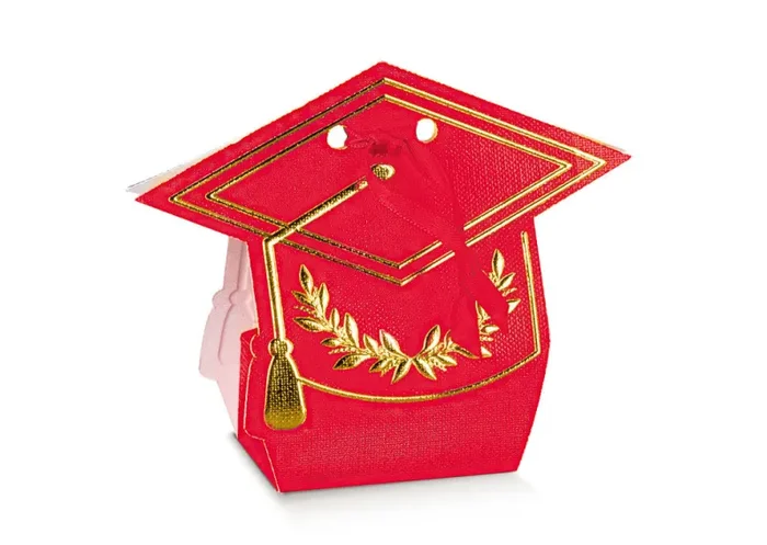 Scotton Tocco Scatola Portaconfetti 70 x 40 x 85 Mm Alloro Dorato 10 Pz Rosso