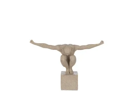 SCULTURA ATLETA+PIEDE IN MARMO SABBIA (32×11,5x23cm)