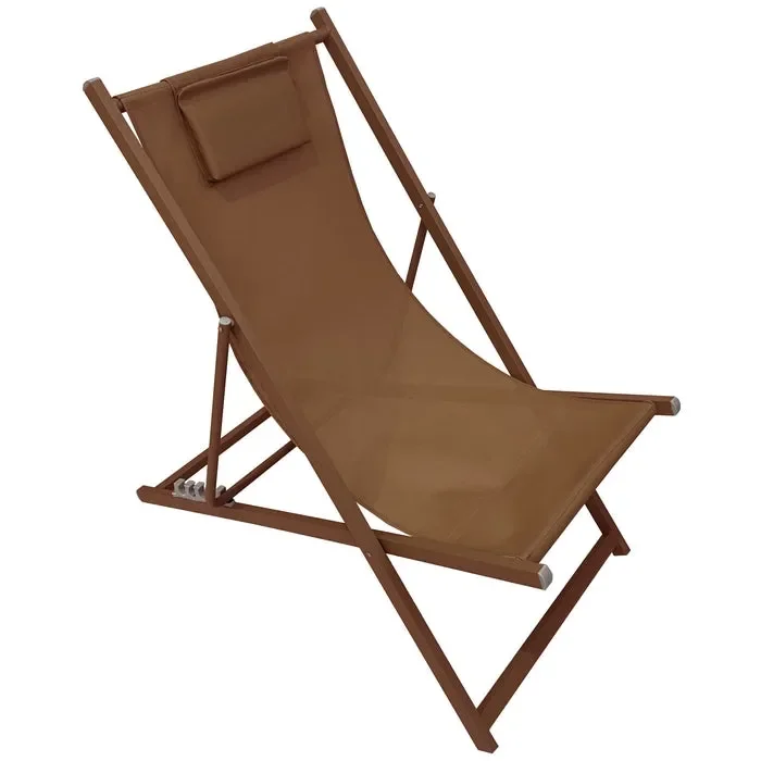 Sedia a sdraio da giardino in metallo e textilene con cuscino