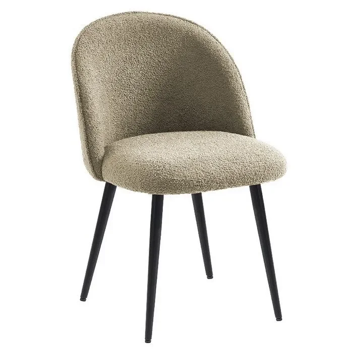 Sedia in tessuto bouclé con gambe in metallo nero – Miranda