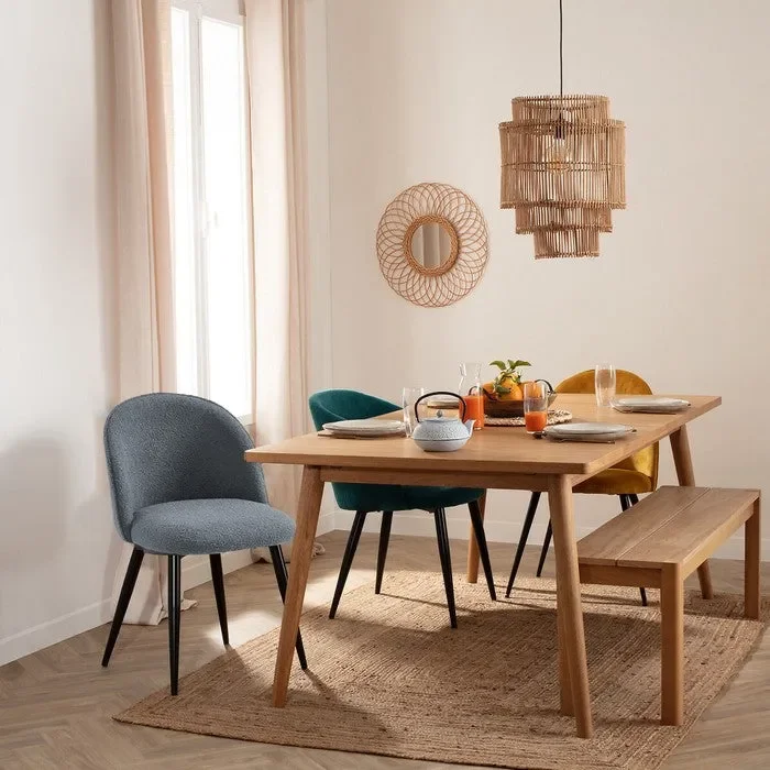 Sedia in tessuto bouclé con gambe in metallo nero – Miranda - immagine 2