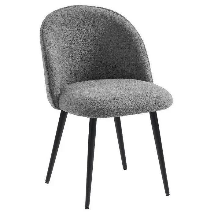 Sedia in tessuto bouclé con gambe in metallo nero – Miranda - immagine 3