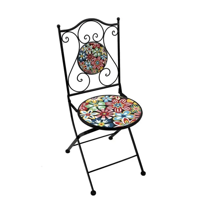 Sedia pieghevole in metallo con mosaico – Sanremo