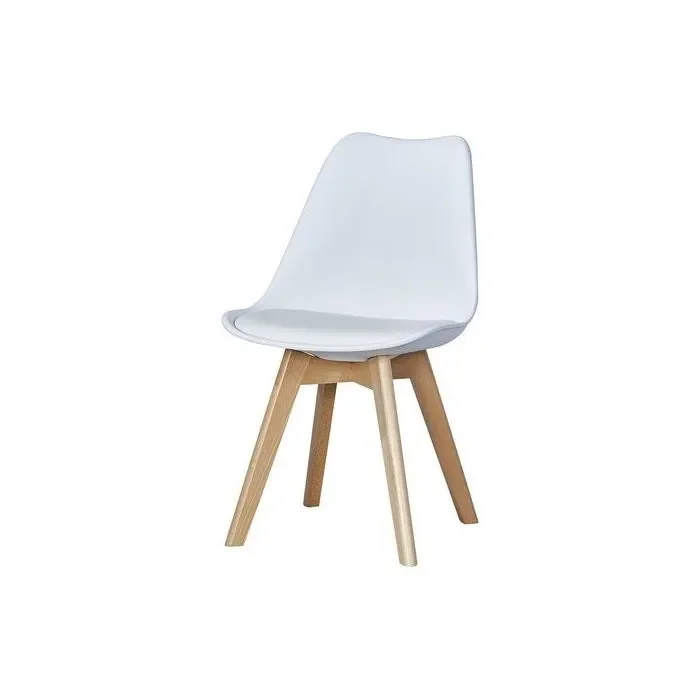 Sedia scandinava Lelia con seduta in ecopelle e gambe in legno