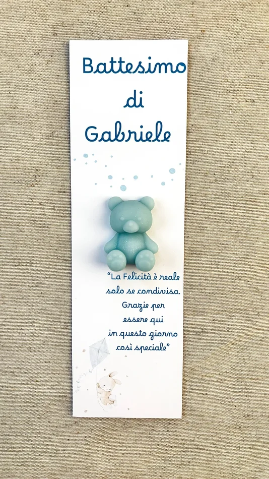 Segnaposto Battesimo Bimbo con Candela profumata Orsetto o Farfalla personalizzabile