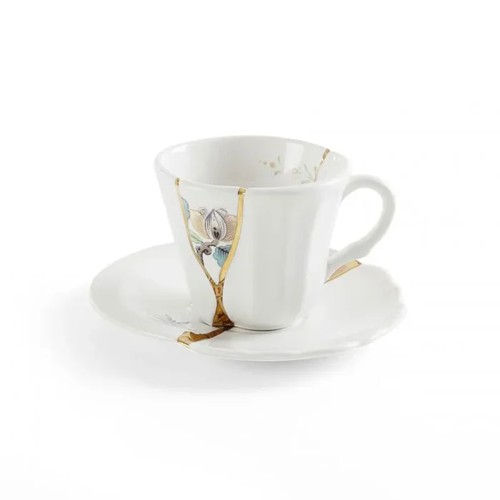 Seletti Tazzina da Caffè Kintsugi con Piattino in Porcellana