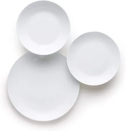 SERVIZIO 18 PIATTI IN CERAMICA GOLDEN IN BIANCO