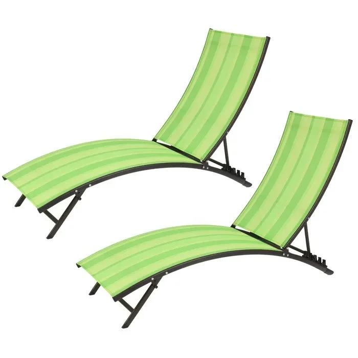 Set 2 lettini lounge da giardino in metallo con schienale reclinabile – Onda