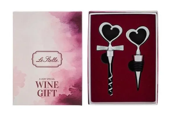 SET 2 PZ ACCESSORI VINO IN METALLO CON GIFT BOX SFUMATA &#039,A VERY SPECIAL WINE&#039,