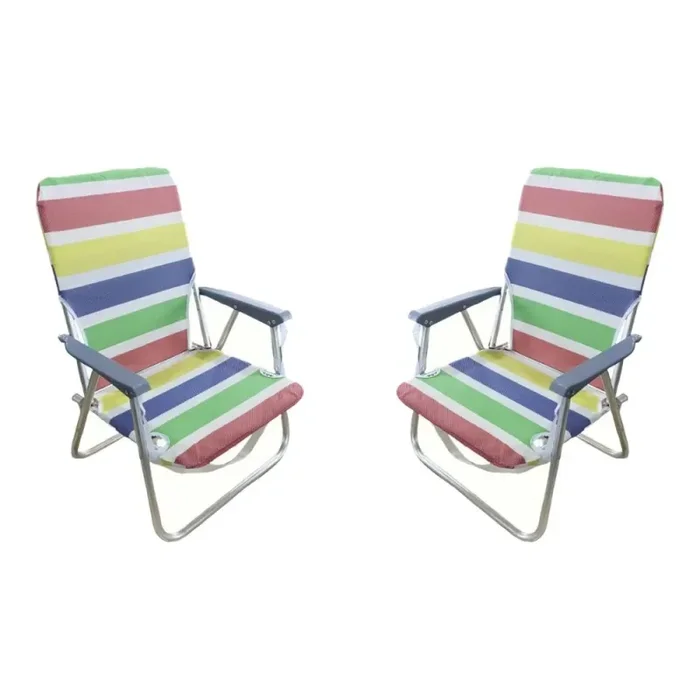Set 2 sedie pieghevoli in alluminio da spiaggia e campeggio con braccioli Sconti