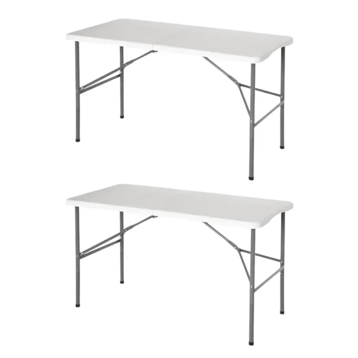 Set 2 tavoli pieghevoli per campeggio e catering 120×60 cm