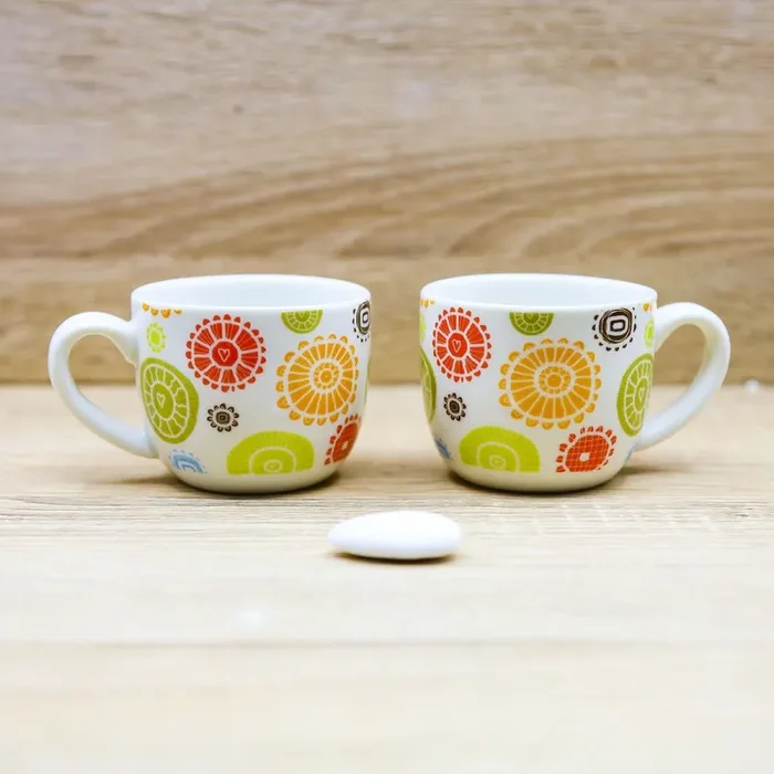 Set 2 Tazzine con Decori “Caffettino” Cuore Matto