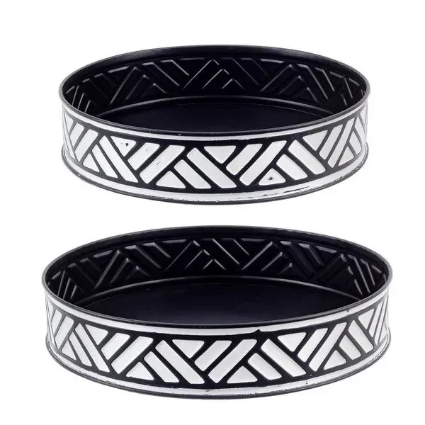 SET 2 VASSOIO DECOR INKY( Struttura in acciaio verniciata a polvere epossidica) MISURE:(Ø36.5x8h, ø40.5x8h) Saldi