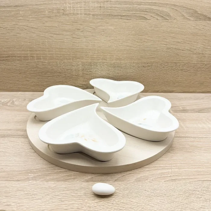 Set 4 Ciotole Cuore con Vassoio Fiori Mandorle by Paben