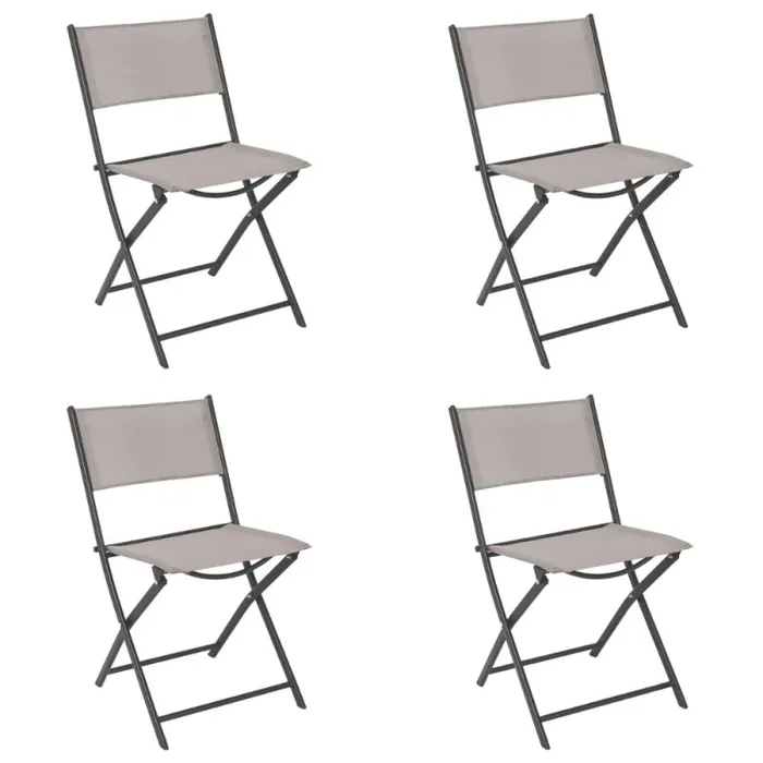 Set 4 sedie da giardino pieghevoli in metallo e textilene