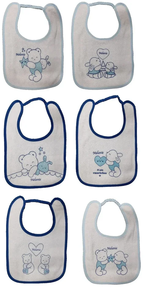 set 6 bavette neonato melanie art ba112 colore a scelta misura unica - immagine 2