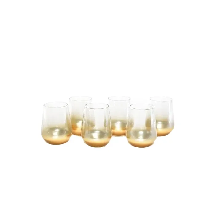 Set 6 bicchieri in vetro Aurum oro 425 ml