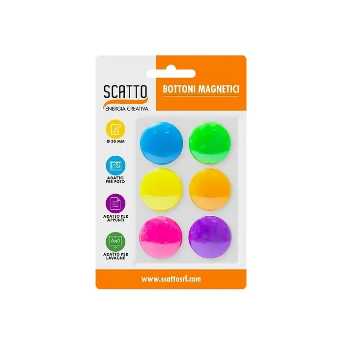 Set 6 bottoni magnetici colorati