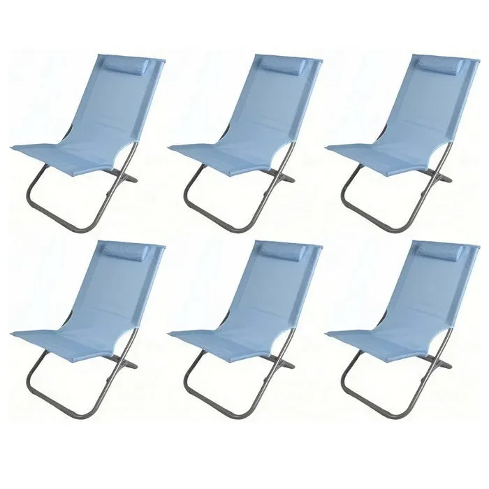 Set 6 sedie sdraio pieghevoli da spiaggia con poggiatesta Online ora