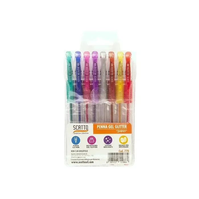 Set 8 penne gel glitter Fluo Fornitura