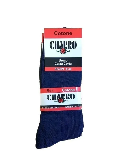 Set da 5 paia di calze corte uomo in cotone Charro art SAM1BL colore foto misura a scelta Saldi