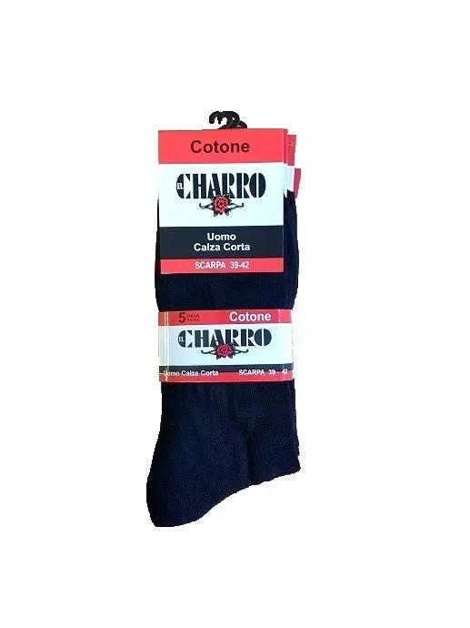 Set da 5 paia di calze uomo corte in cotone Charro art SAM1NE colore foto misura a scelta