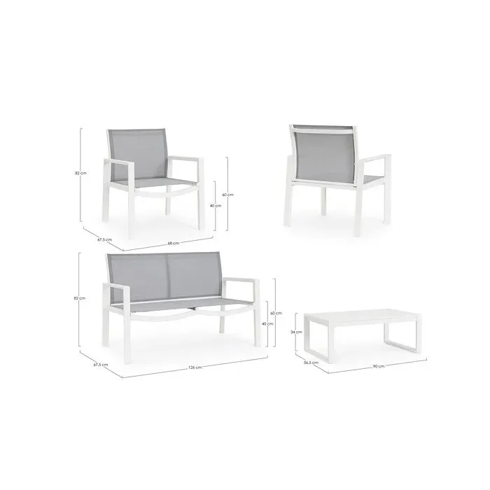 Set da giardino con divano, poltrone e tavolino in alluminio – Kallen Saldi - immagine 3