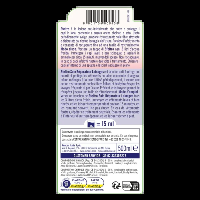 Sfeltro Lozione Ristrutturante Lana e Cachemere – 500ml - immagine 3