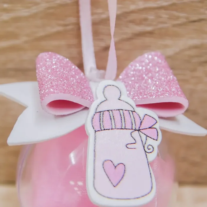 Sfera Portaconfetti con Fiocco Glitter Rosa - immagine 2