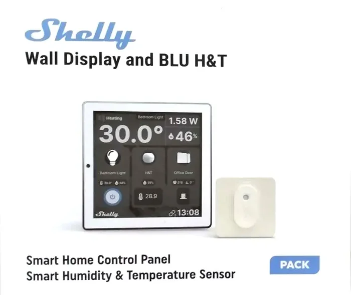 Shelly Wall Display + Sensore H&T – Pannello con Display touch Bianco