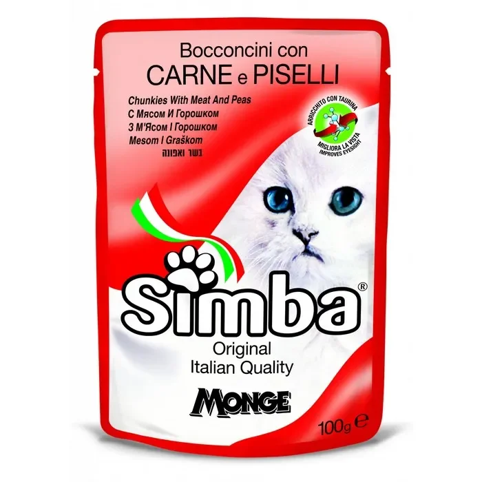Simba Gatto Bocconcini con Carne e Piselli 100g