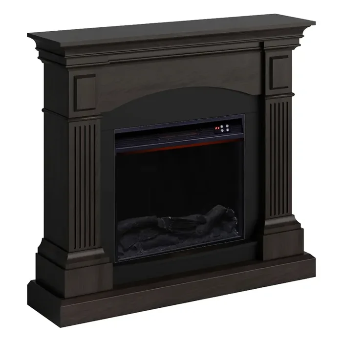 SINED Camino Cetona Camino Da Terra Con Cornice e Bruciatore Da 1500w Effetto Fiamma Led Wenge - immagine 3