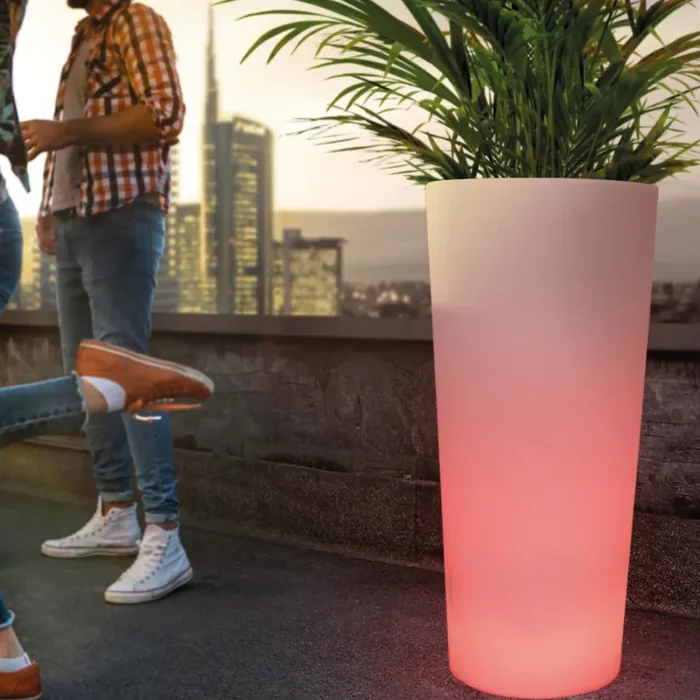 SINED Vaso Luminoso Tondo Polietilene Led Solare Esterno Interno - immagine 2