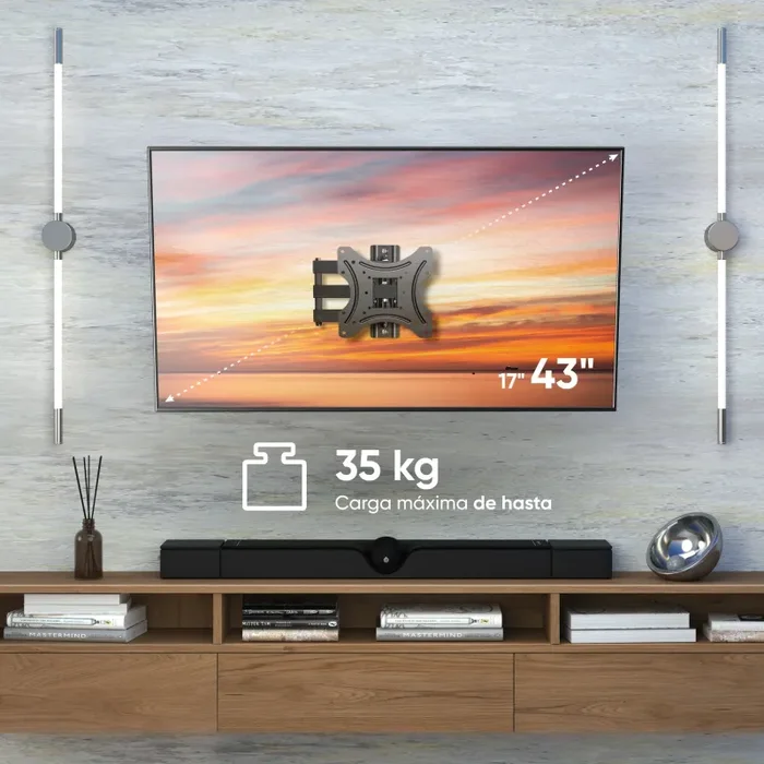 Staffa per TV 17″-43″ inclinabile e girevole, nera STE322-B - immagine 2