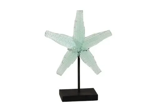 STELLA MARINA IN VETRO TRASPARENTE RICICLATO + PIEDE NERO (30x11xh.38cm))