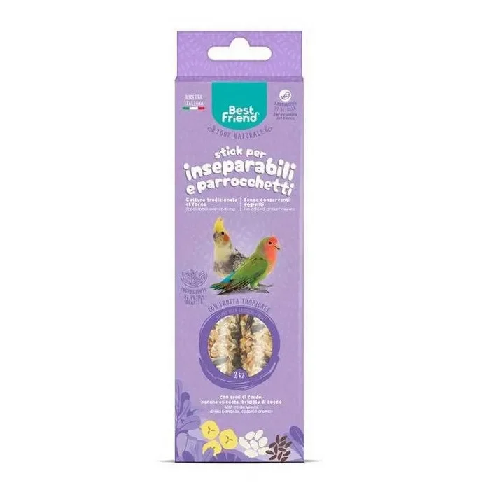 Stick per inseparabili e parrocchetti con frutta tropicale 115 g – Best Friend