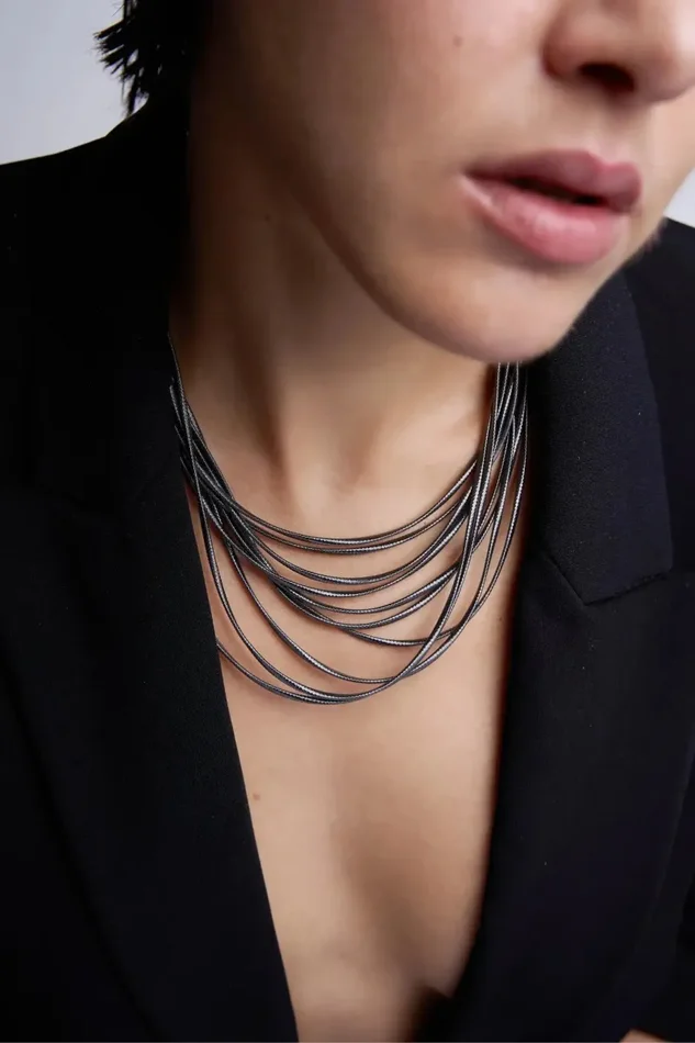 String – collana in argento 925, 10 fili