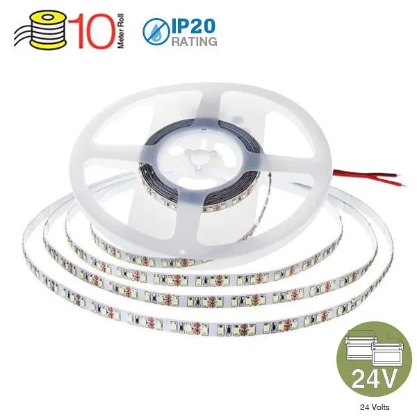 STRISCIA 1200 LED B. CALDO 10MT NON IMPERMEABLIE 24V LED2622 VT-2835-120-IP20 V-TAC
