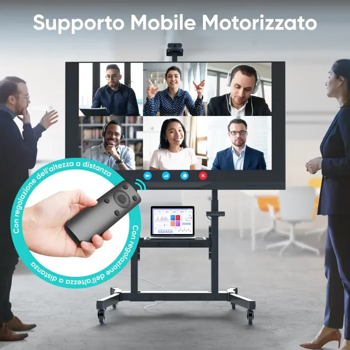 Supporto Mobile Motorizzato per TV o Pannelli Interattivi 50″-100″, max 130 kg, Nero TS1991E - immagine 3