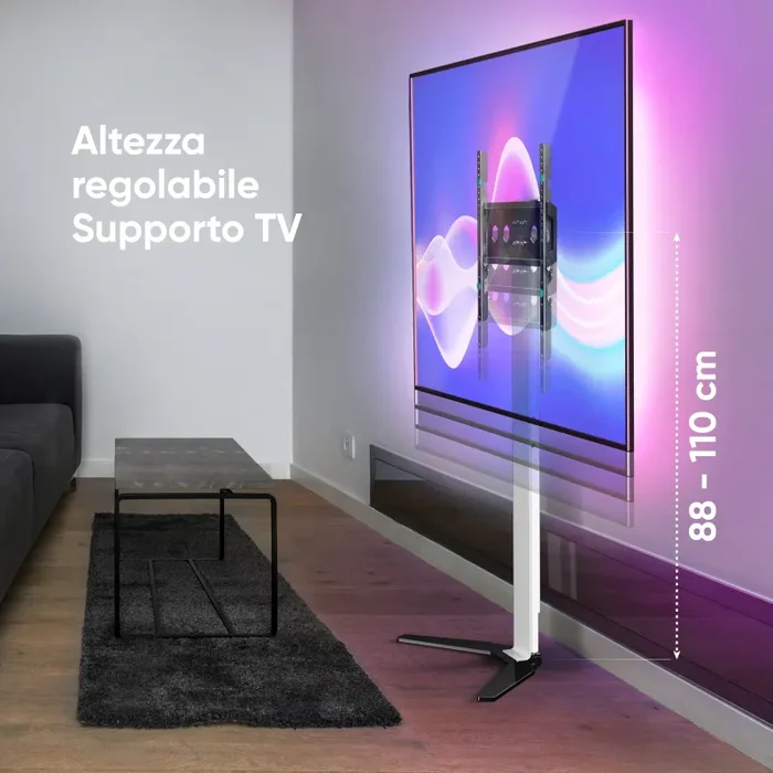 Supporto TV da 26″ – 65″ da pavimento fino a 35 kg,bianco TS1140-W - immagine 2