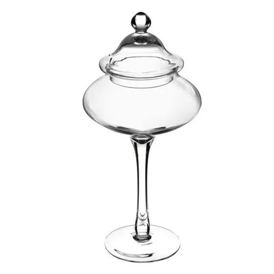 Sweet Home Bomboniera portaconfetti con coperchio – Vetro trasparente H43 D20cm