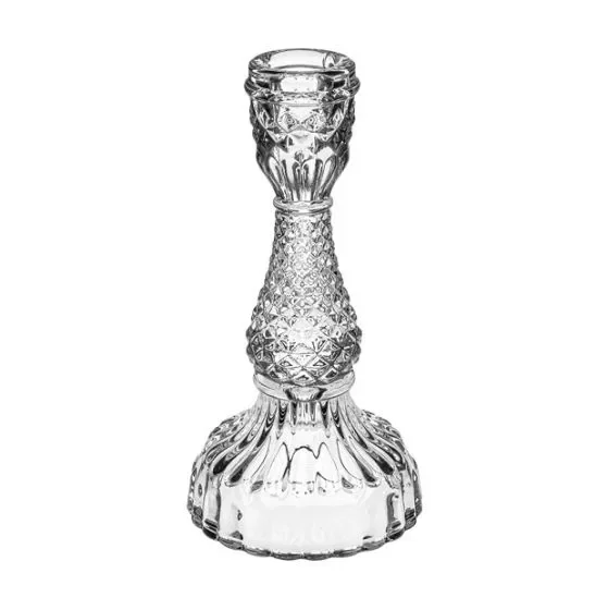 Sweet Home Candeliere Wedding decorato – Vetro trasparente H 18 D 9 cm – Conf 2 Pz