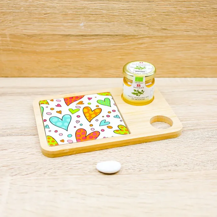 Tagliere con Cuoricini e Miele Cuore Matto