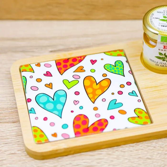 Tagliere con Cuoricini e Miele Cuore Matto - immagine 2